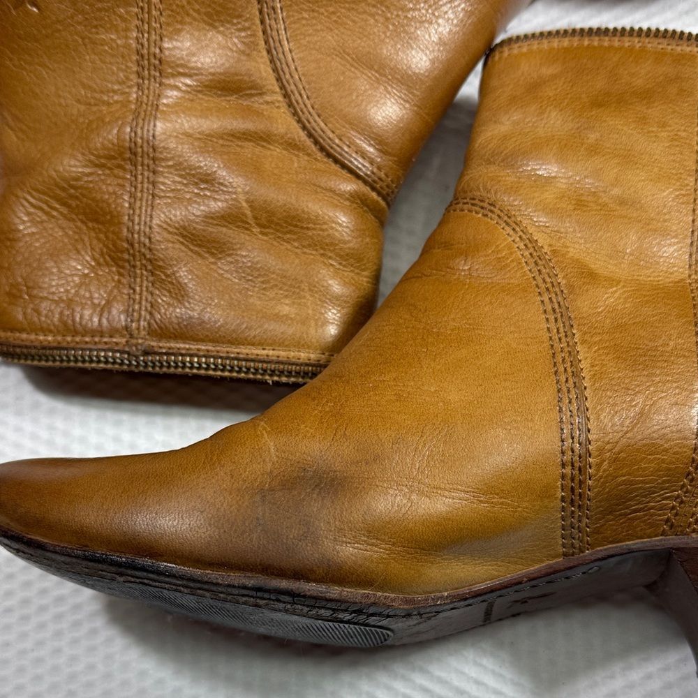 Frye Steffi Zip Short Brown Leather Ankle Boots Size 8.5 - Picture 6 of 16